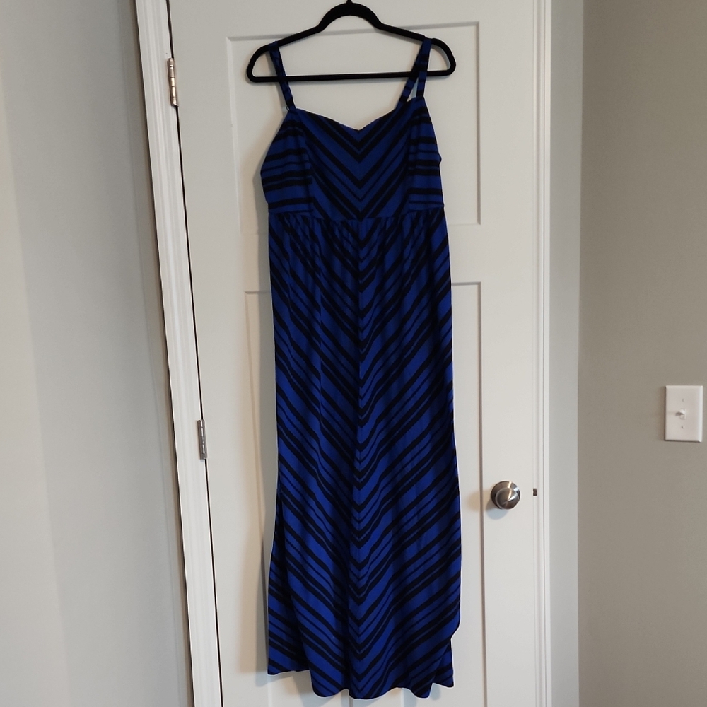 Torrid Blue and Black Striped Maxi Dress
